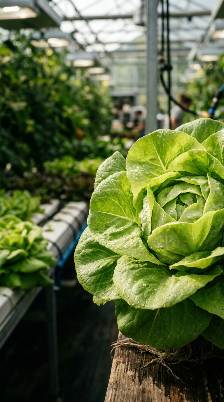 Fresh Boston lettuce with crisp, dewy green leaves